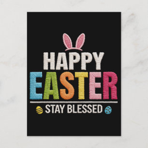 Easter Day Bunny Eggs Plaid Leopard t-shirt Holiday Postcard