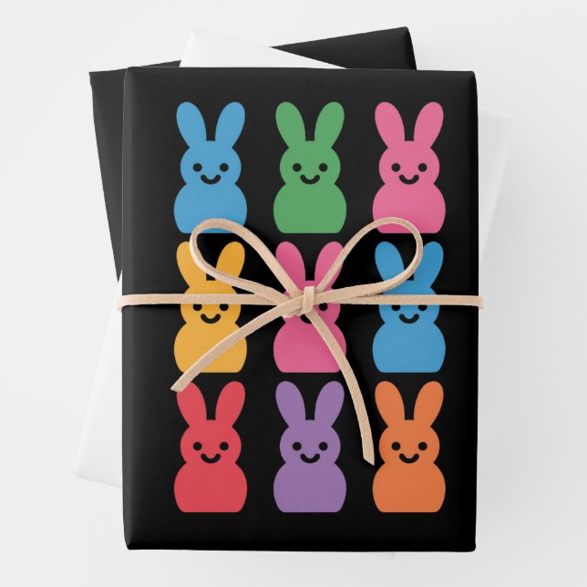 Easter Day Bunny Eggs Plaid Leopard Wrapping Paper Sheets (In situ)