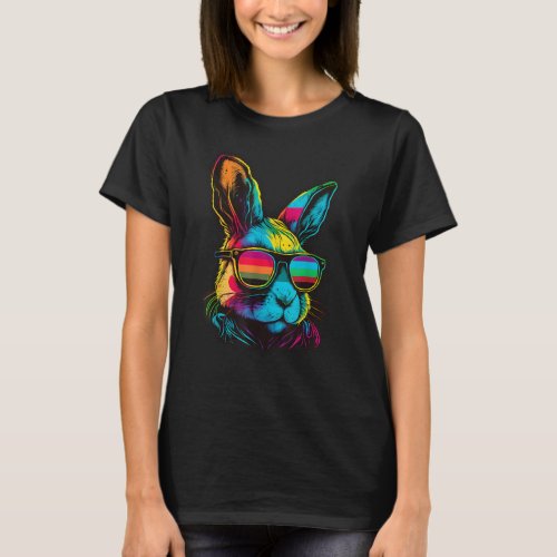 Easter Day Bunny Face Rainbow Sunglasses Pastel Ea T_Shirt