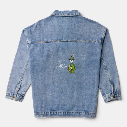 Easter Day Bunny Face With Butterfly Men Women Kid Denim Jacket