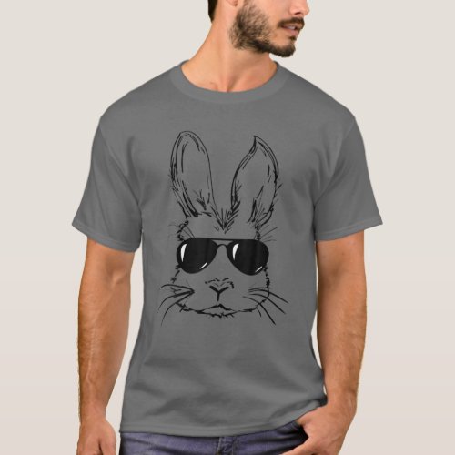 Easter Day Bunny Face With Sunglasses Men Boys Kid T_Shirt