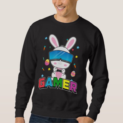 Easter Day Bunny Gamer Rabbit Easter Gaming Boys G Sweatshirt