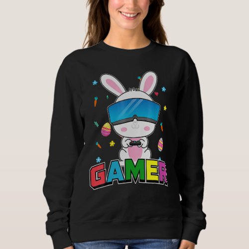 Easter Day Bunny Gamer Rabbit Easter Gaming Boys G Sweatshirt