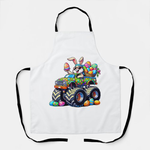 Easter Day Bunny Monster Truck Eggs Cool Rabbit T- Apron
