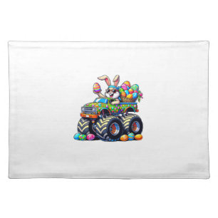 Easter Day Bunny Monster Truck Eggs Cool Rabbit T- Cloth Placemat