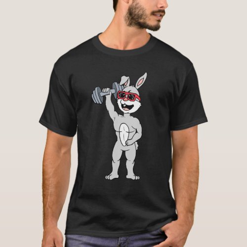 Easter Day Bunny Rabbit Weightlifting Funny Deadli T_Shirt