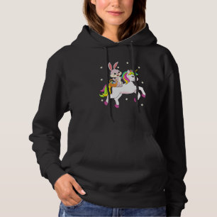 Easter Day Bunny Riding Unicorn Girls Toddler East Hoodie