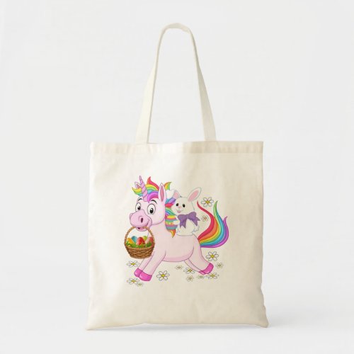 Easter Day Bunny Riding Unicorn Girls Toddler East Tote Bag