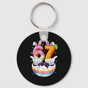 Easter day bunny six seven 6 7 boys girls kids 67 keychain