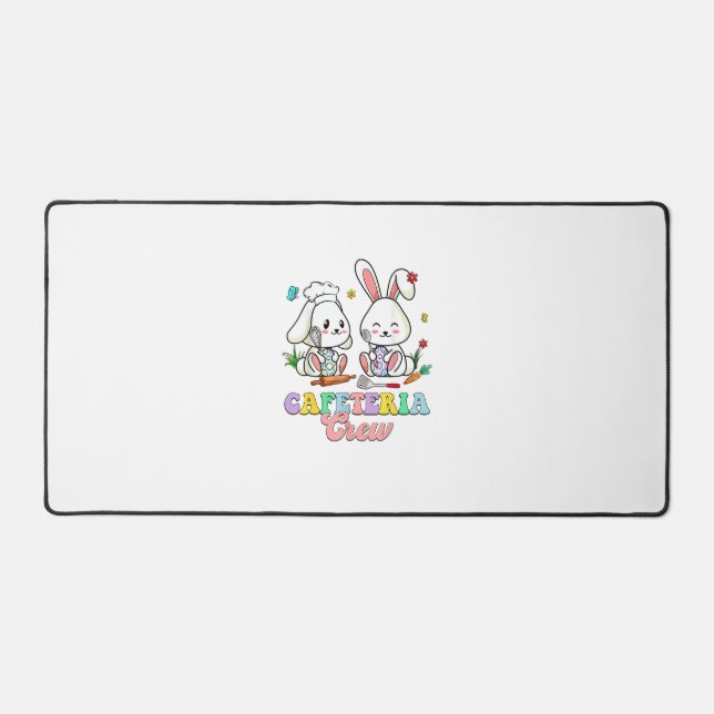 Easter Day Cafeteria Crew Lunch Lady School Cafete Desk Mat (Front)