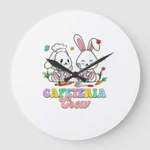 Easter Day Cafeteria Crew Lunch Lady School Cafete Large Clock