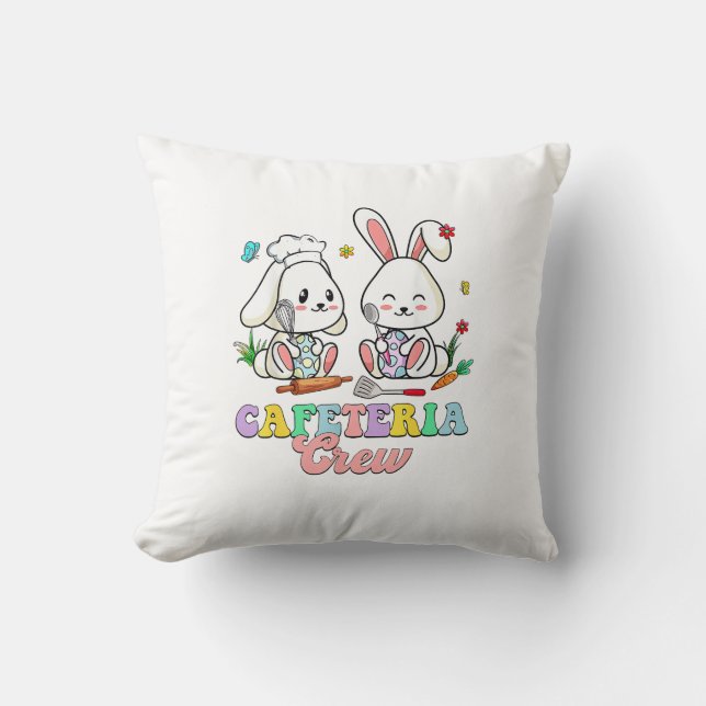Easter Day Cafeteria Crew Lunch Lady School Cafete Throw Pillow (Front)
