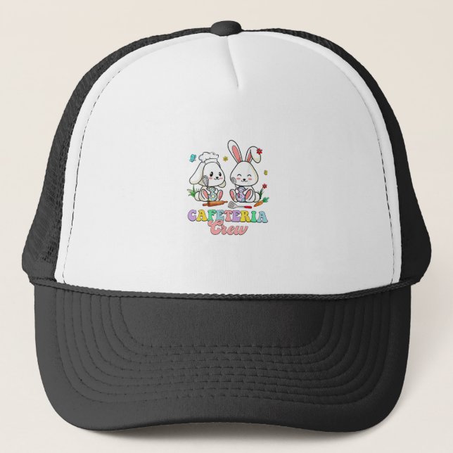 Easter Day Cafeteria Crew Lunch Lady School Cafete Trucker Hat (Front)