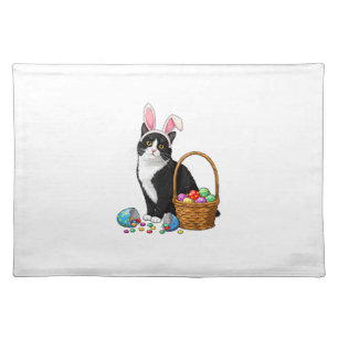 Easter Day Cat Bunny Ears Eggs Graphic Men Women K Cloth Placemat