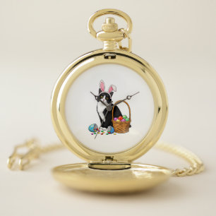 Easter Day Cat Bunny Ears Eggs Graphic Men Women K Pocket Watch