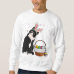 Easter Day Cat Bunny Ears Eggs Men Women Easter Ra Sweatshirt