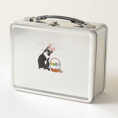 Easter Day Cat Bunny Ears Eggs Shirt Men Women Eas Metal Lunch Box