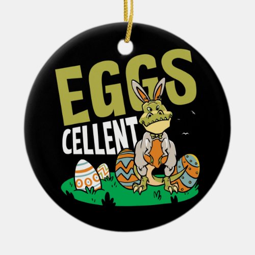 Easter Day Cellent Bunny Rabbit T Rex Dinosaur Ceramic Ornament