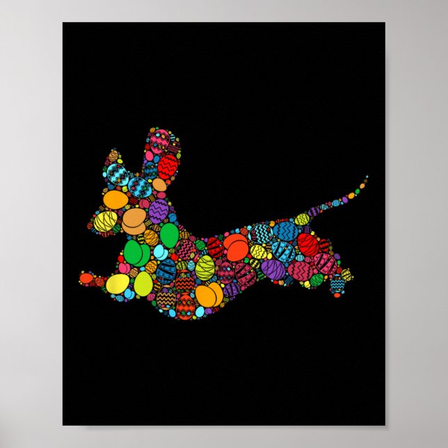 Easter Day Colorful Bysket Egg Hunting Eggs - Dog  Poster (Front)