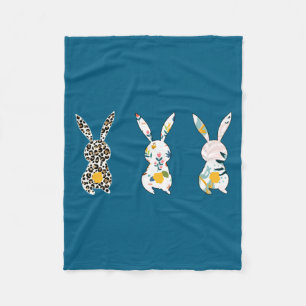 Easter Day Colorful Easter Bunnies Fleece Blanket