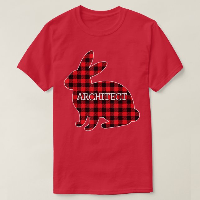 Easter Day Costume Red Plaid Bunny Graphic Archite T-Shirt (Design Front)