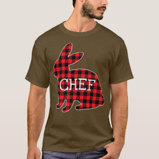 Easter Day Costume Red Plaid Bunny Graphic Chef Ma T-Shirt