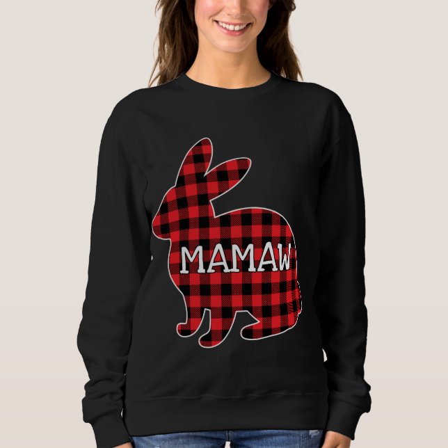 Easter Day Costume Red Plaid Bunny Graphic Mamaw M Sweatshirt (Front)