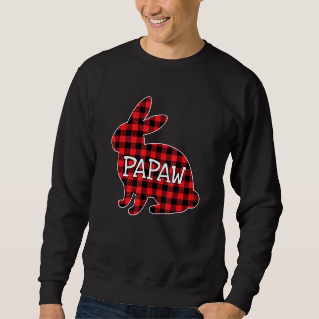 Easter Day Costume Red Plaid Bunny Graphic Papaw M Sweatshirt (Front)