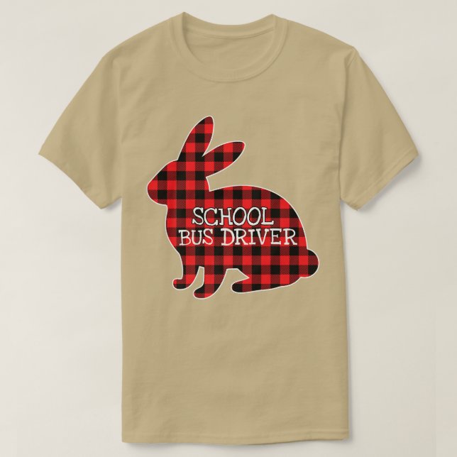 Easter Day Costume Red Plaid Bunny Graphic School  T-Shirt (Design Front)