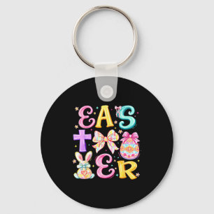 Easter Day Cross Bunny Egg Coquette Bow Girls Wome Keychain