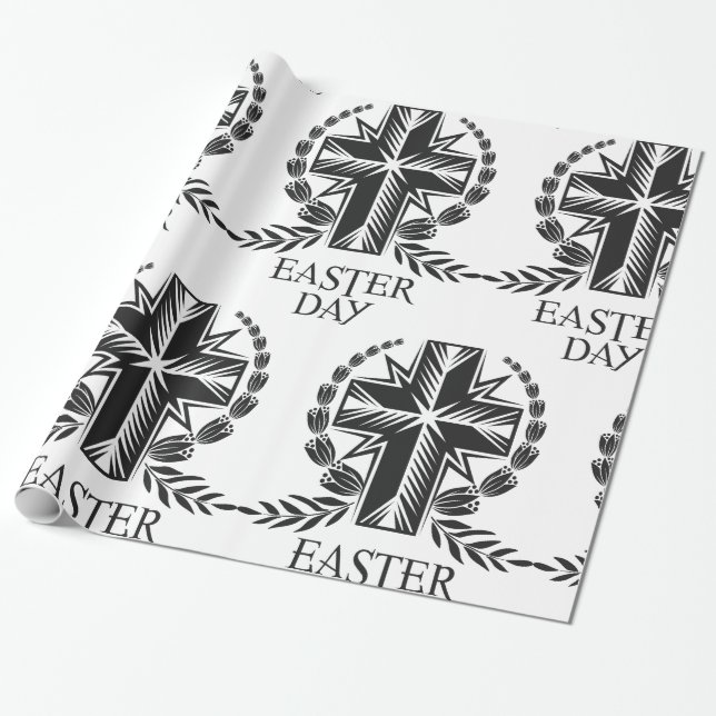 Easter Day Cross Wrapping Paper (Unrolled)
