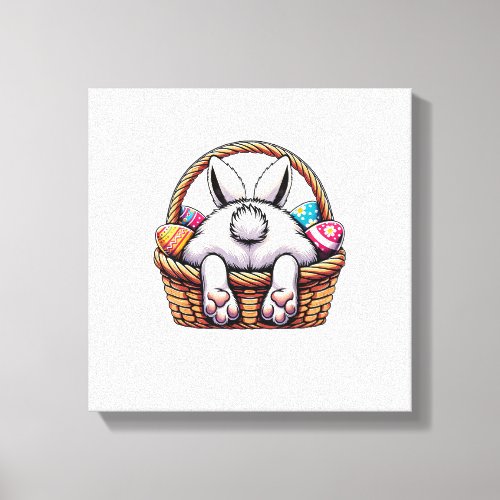 Easter Day Cute Bunny Basket Hunting Chocolate Egg Canvas Print