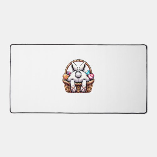 Easter Day Cute Bunny Basket Hunting Chocolate Egg Desk Mat