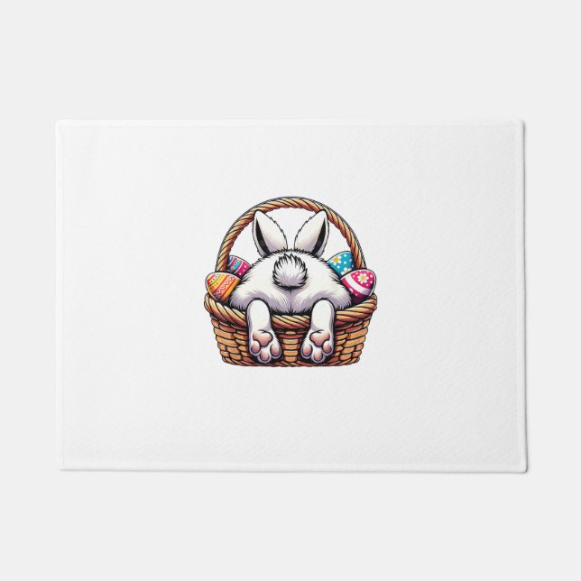 Easter Day Cute Bunny Basket Hunting Chocolate Egg Doormat (Front)
