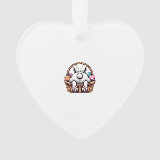 Easter Day Cute Bunny Basket Hunting Chocolate Egg Ornament (Front)