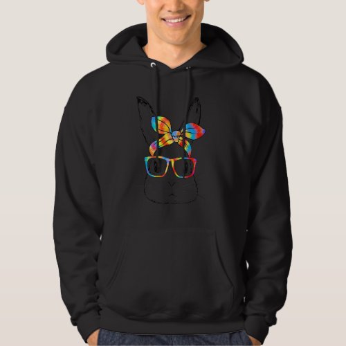 Easter Day Cute Bunny Face Tie Dye Glasses Girls W Hoodie