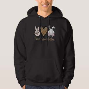 Easter Day Cute Bunny Peace Love Easter Leopard St Hoodie