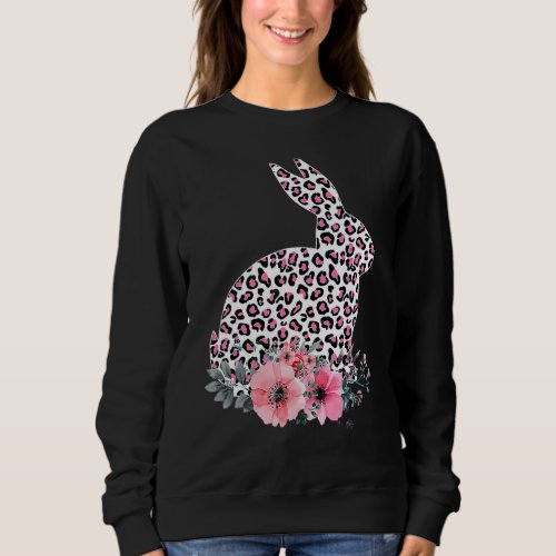 Easter Day Cute Bunny Rabbit Leopard Flower Girls  Sweatshirt