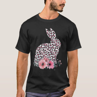 Easter Day Cute Bunny Rabbit Leopard Flower Girls T-Shirt
