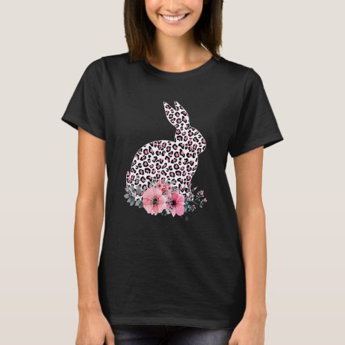 Easter Day Cute Bunny Rabbit Leopard Flower Girls  T_Shirt