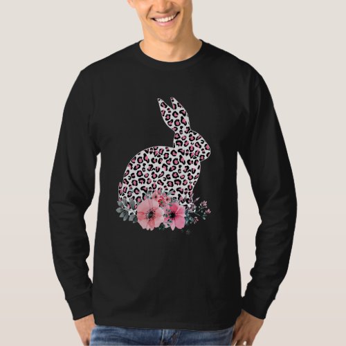 Easter Day Cute Bunny Rabbit Leopard Flower Girls  T_Shirt