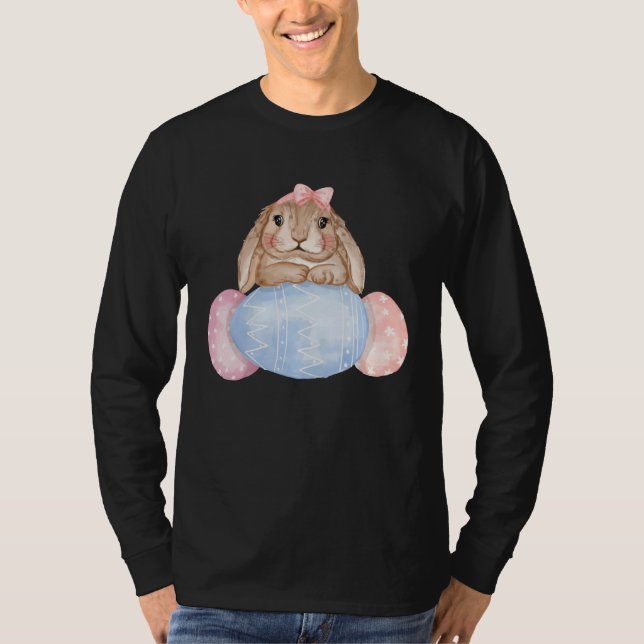 Easter day Cute Easter Bunny Holding Easter Eggs f T-Shirt (Front)