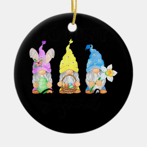 Easter Day Cute Gnomes Easter Egg Hunt Squad Ceramic Ornament