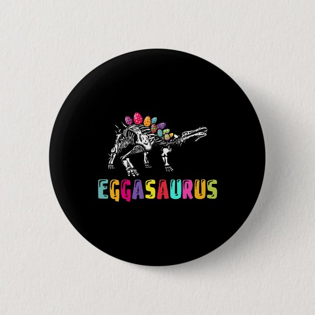Easter Day Dino - Eggasaurus Stegosaurus Egg Dinos Button (Front)