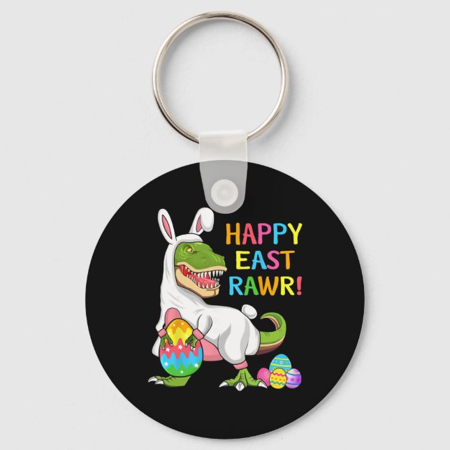 Easter Day Dinosaur Funny Happy Eastrawr T Rex Eas Keychain (Front)