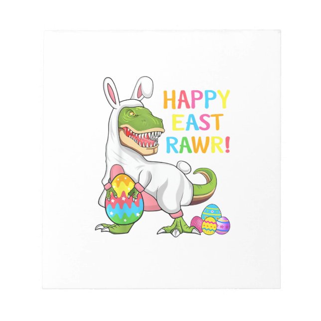 Easter Day Dinosaur Funny Happy Eastrawr T Rex Eas Notepad (Front)