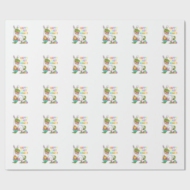 Easter Day Dinosaur Funny Happy Eastrawr T Rex Eas Wrapping Paper (Flat)