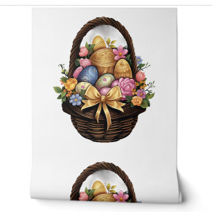 Easter Day Easter Basket Colorful Eggs Flowers Wallpaper