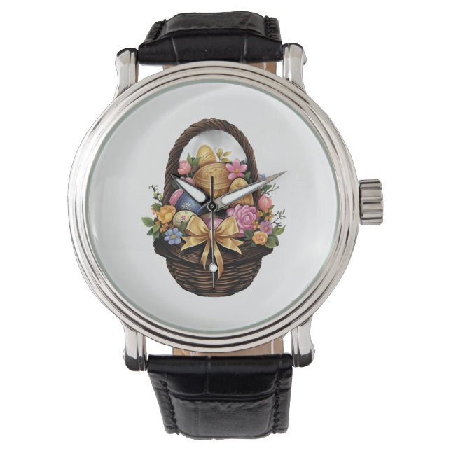 Easter Day Easter Basket Colorful Eggs Flowers  Watch (Front)