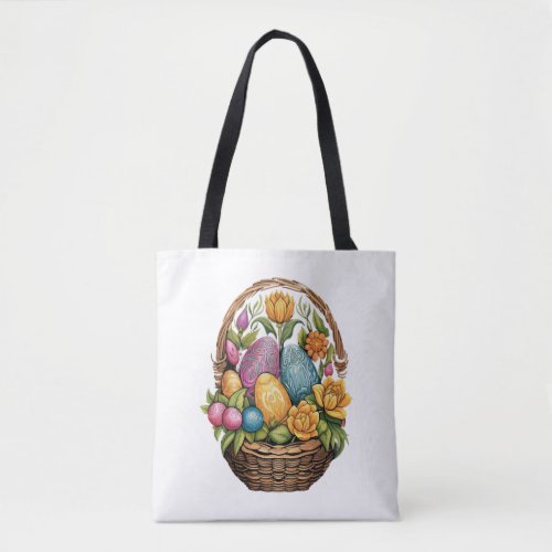 Easter Day Easter Egg Basket Mandala Art Egg Hunt  Tote Bag